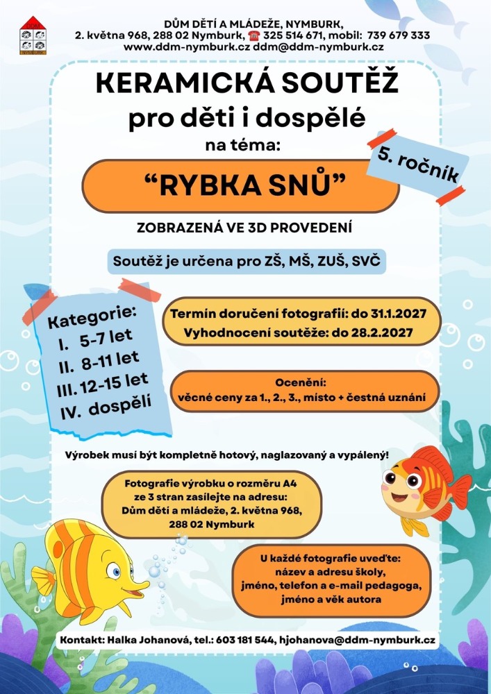 Plakát RYBKA SNŮ - keramická soutěž 2026/2027