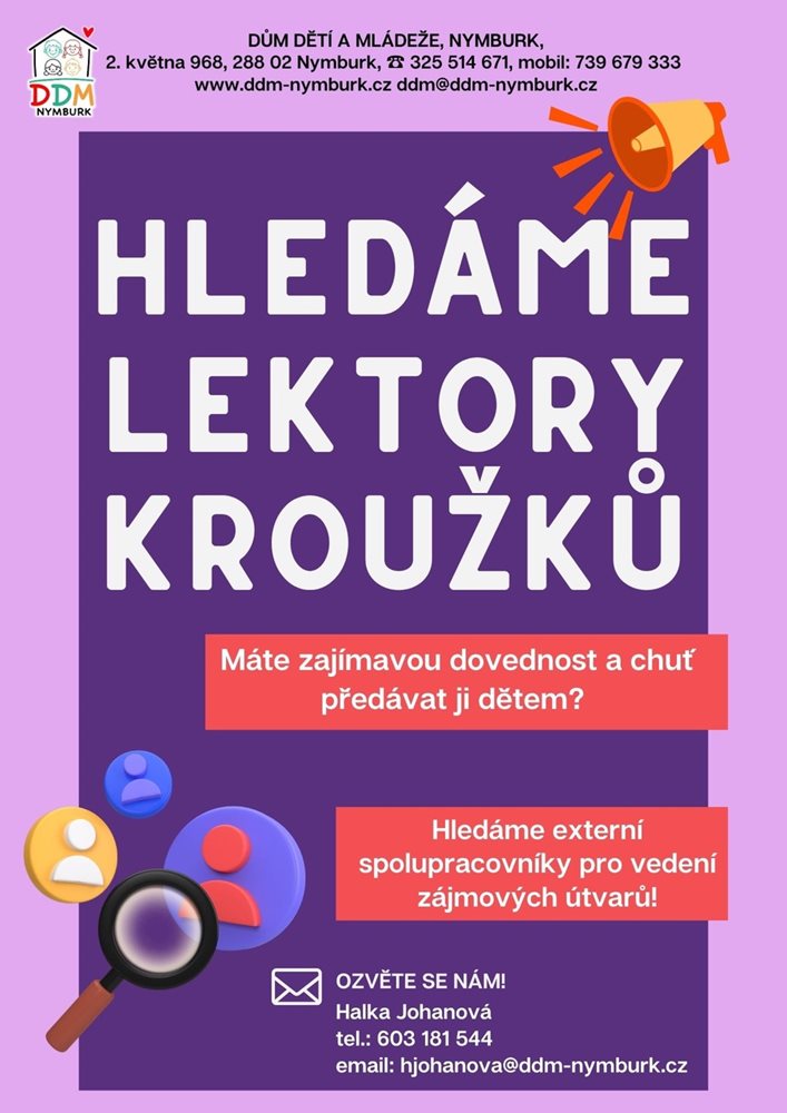 Plakát Hledáme lektory kroužků